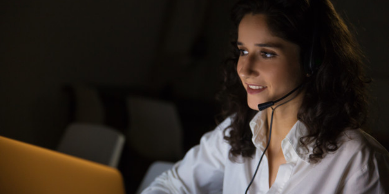 a telemarketer working