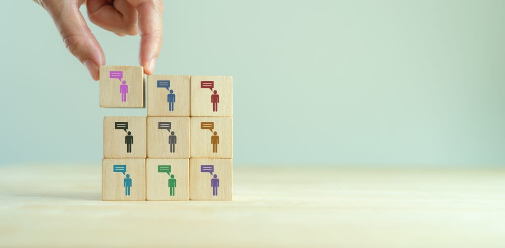 mini blocks with imprinted people icons