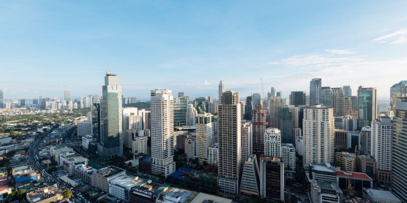 a view of a city with a tall buildings