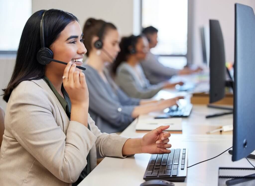a group of customer representatives working