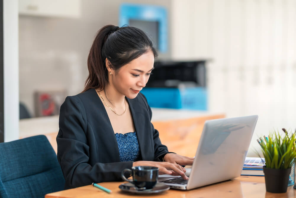 administrative officer using a laptop