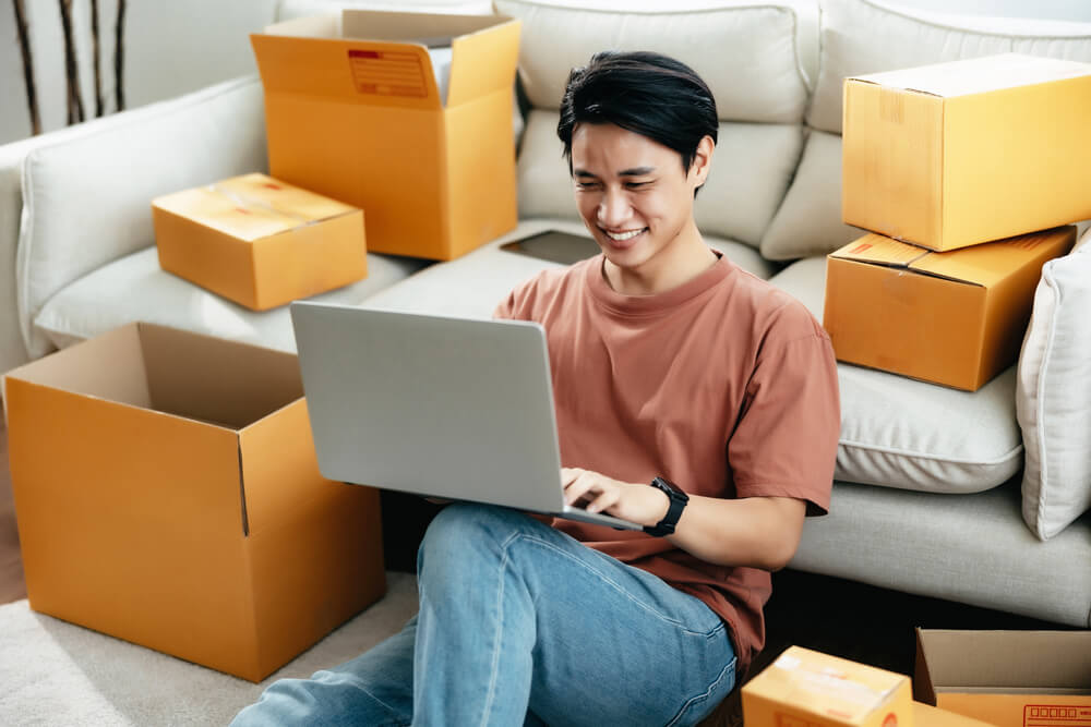 online business owner checking orders on the site